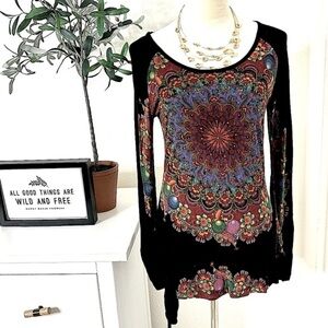 DESIQUAL Top Blouse Tunic Geometrical Pattern
Size Small